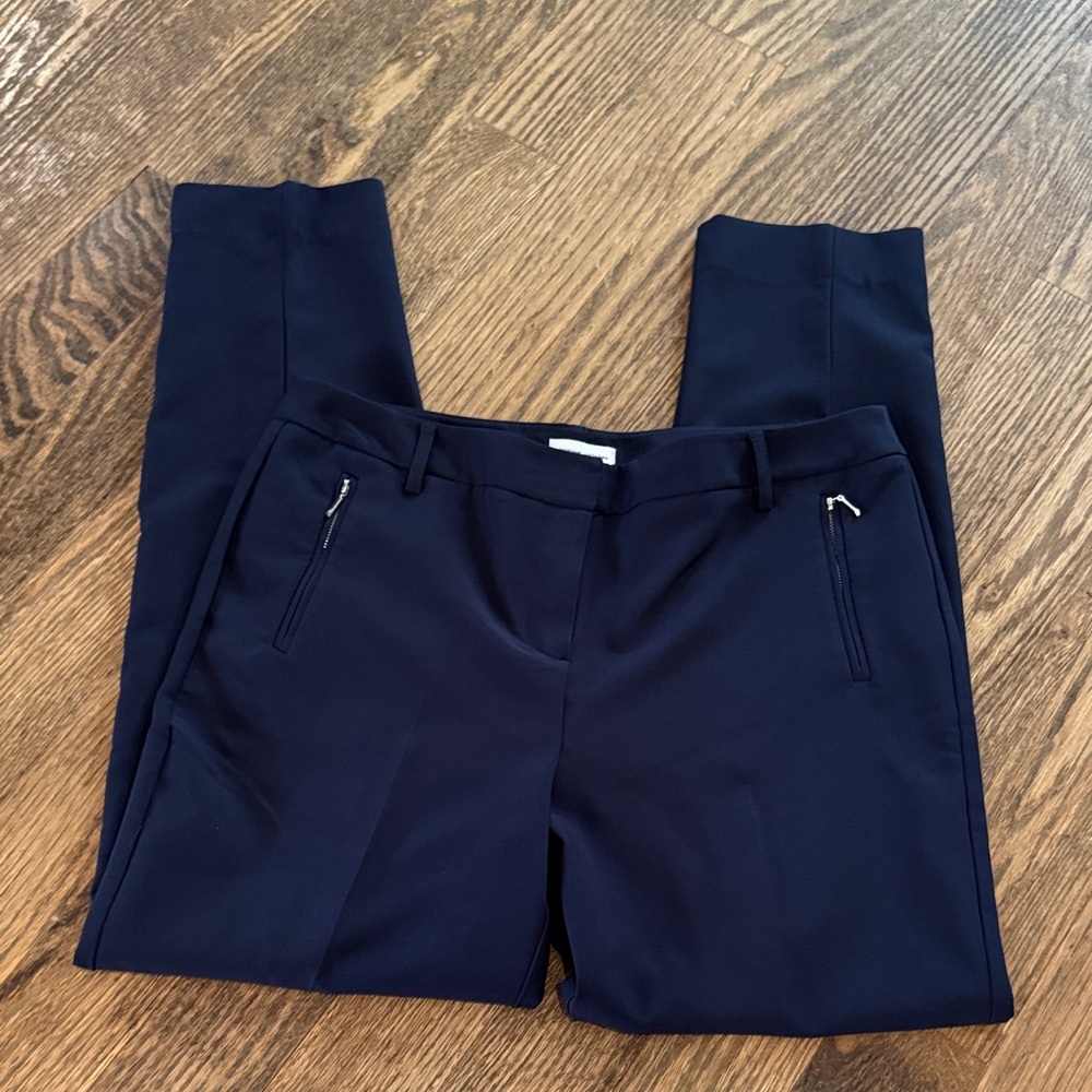 ✅ Navy Slim Ponte Trousers with zipper pockets